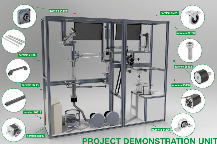 Un proyecto de estudiantes de una máquina de café recibe impulso con los componentes y la experiencia de norelem 